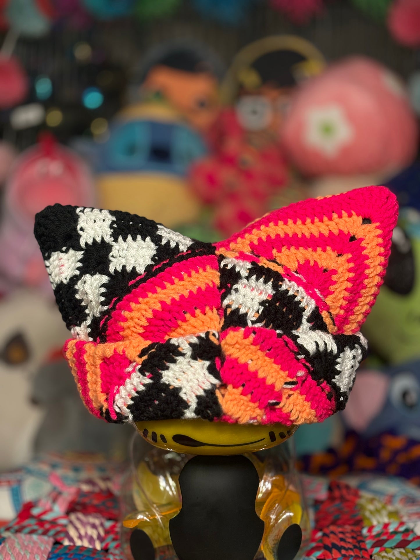 Pink & Orange/ B&W Kitty Hat