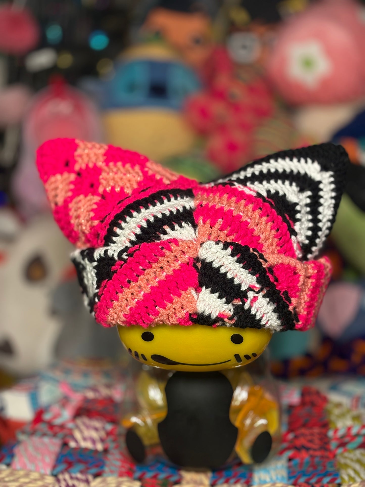 Pink/B&W Kitty Hat