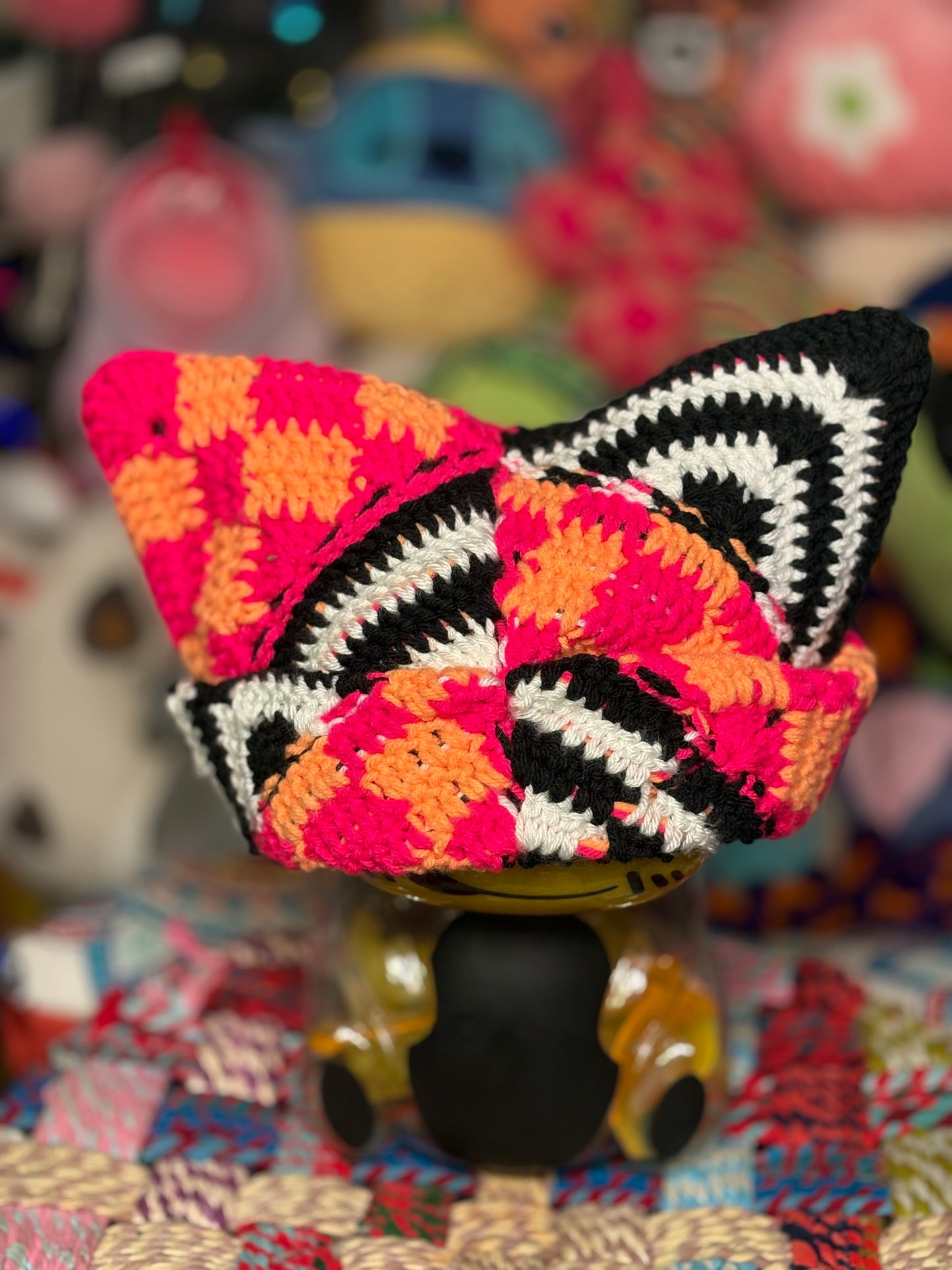 Pink & Orange/ B&W Kitty Hat