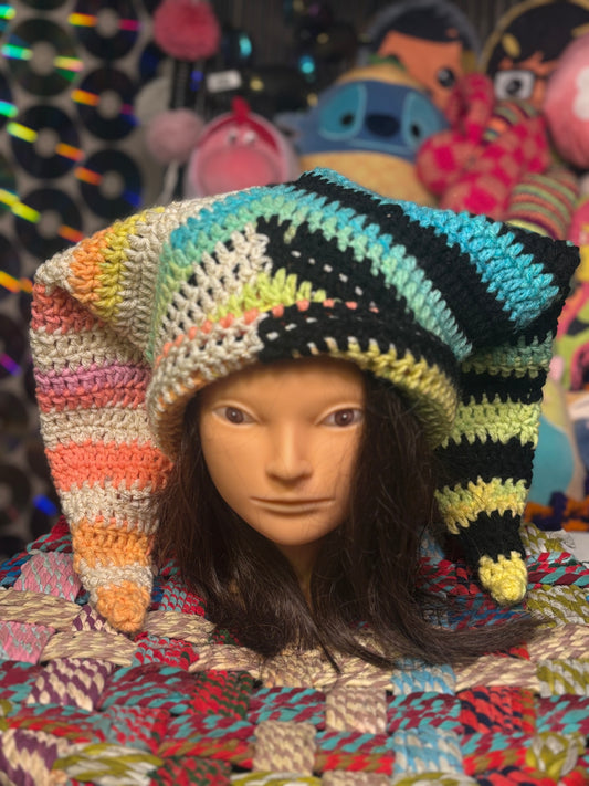 Rainbow/ B&W Jester Hat