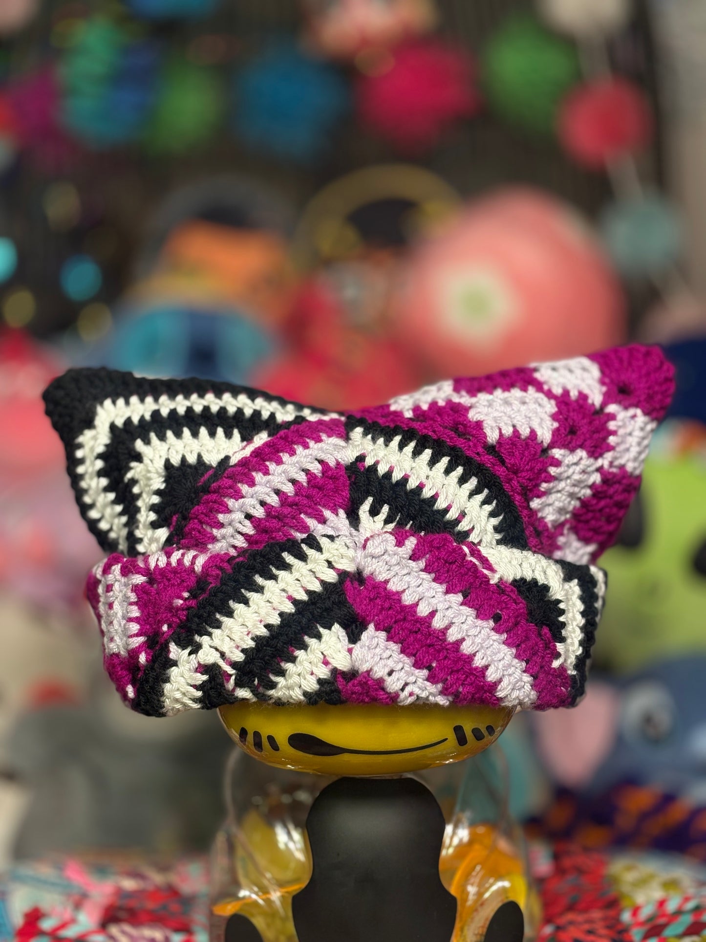 Purple/B&W Kitty Hat
