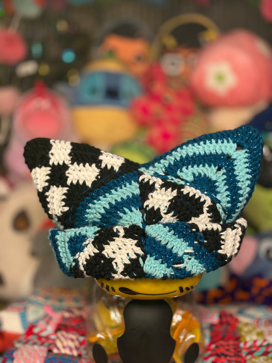 Blue/B&W Kitty Hat