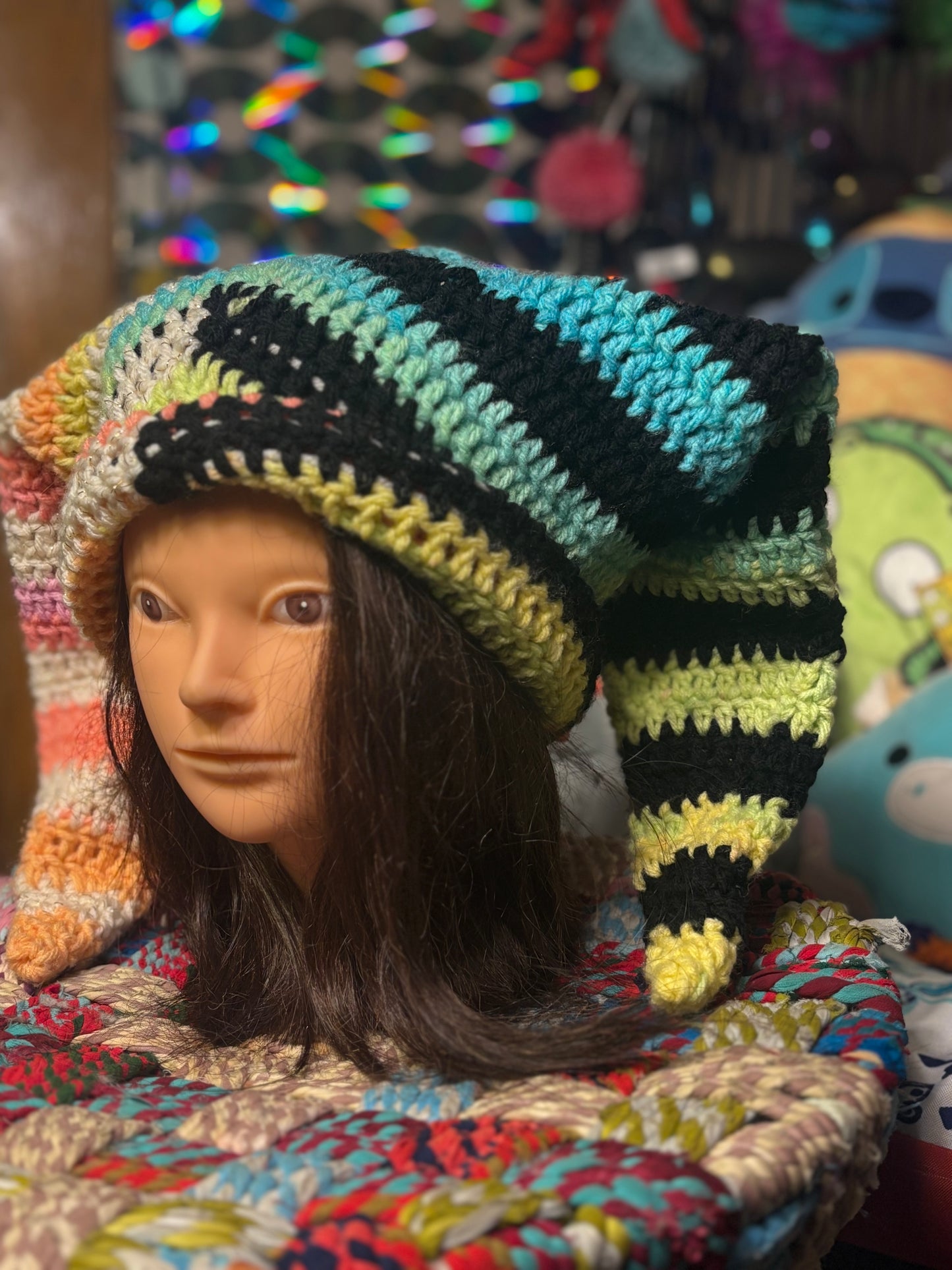 Rainbow/ B&W Jester Hat